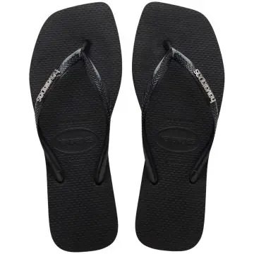 Chinelo Fem. Havaianas SL Square Logo Metalic 4148257- PRETO/PRATA 33/40