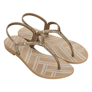 Sandalia Fem. Grendha Amor Em Flor 19228 ( 12 X R$15,90 ) - DOURADO/ LISTRADO 33/40 1