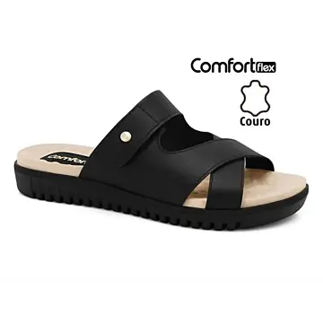 Sandalia Feminino Comfortflex Couro 2445301 ( 12 Pares X R$ 67,90 ) 34/39-PRETO 1